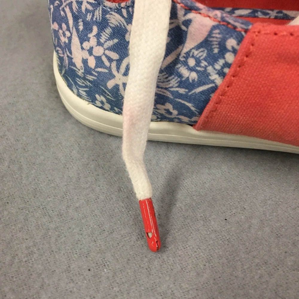 Bershka Floral Canvas‎ Sneakers Coral Blue Lace Up Low Top EU 39 2907/031/202